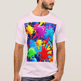 鮮やか絵を描（ばちゃばちゃ）跳ねる: A はっきりした Colorsステートメント Tシャツ