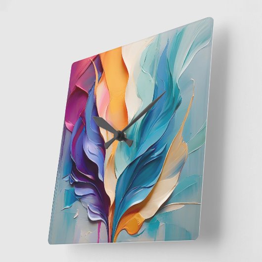 鮮やか絵画カラフル抽象芸術 スクエア壁時計 (傾斜)