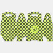 鮮やか緑と灰色のパタ市松模様にーンありがとう フェイバーボックス (見開き)