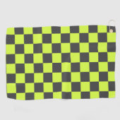 鮮やか緑と灰色のパ市松模様にターン ゴルフタオル (横)