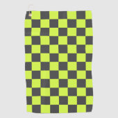 鮮やか緑と灰色のパ市松模様にターン ゴルフタオル (正面)