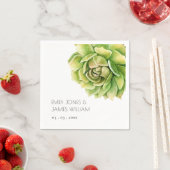 鮮やか緑水色多肉質パーソナライズされた スタンダードカクテルナプキン (インサイチュ)