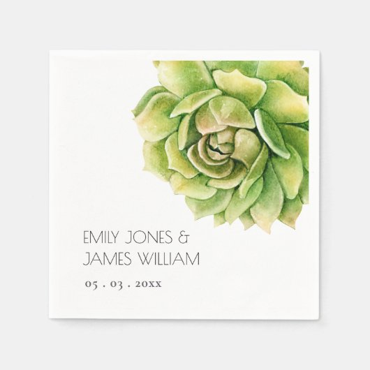 鮮やか緑水色多肉質パーソナライズされた スタンダードカクテルナプキン (正面)