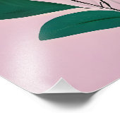 鮮やか緑葉のピンク フォトプリント            (角)