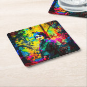 鮮やか美しい スクエアペーパーコースター (アングル)