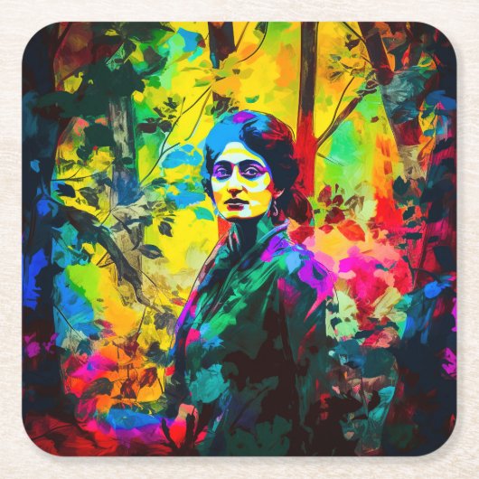 鮮やか美しい スクエアペーパーコースター (正面)