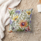 鮮やか美しい |水彩ワイルドフラワー装飾品 クッション (ブランケット)