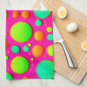 鮮やか色ポップ・アートのデザイン キッチンタオル (四つ折り)