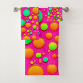 鮮やか色ポップ・アートのデザイン バスタオルセット