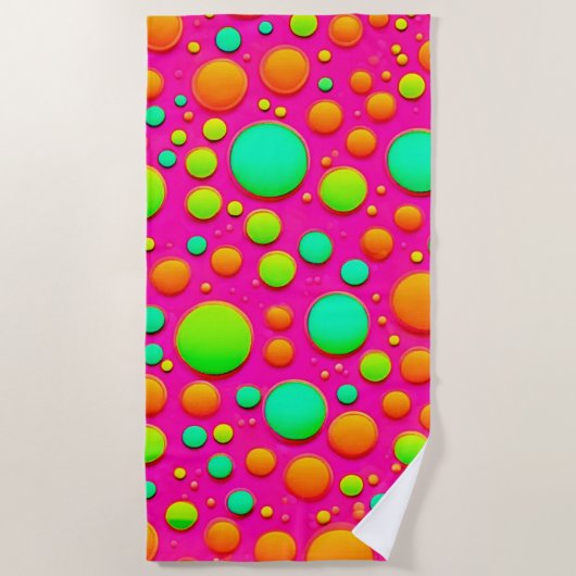 鮮やか色ポップ・アートのデザイン ビーチタオル (正面)
