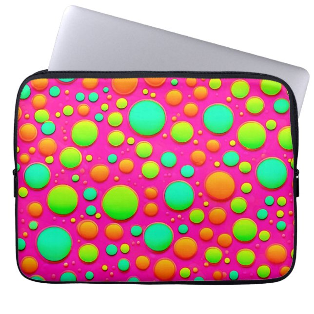 鮮やか色ポップ・アートのデザイン ラップトップスリーブ (正面)