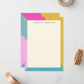 鮮やか色モダン縁どパーソナライズされた止 ノートカード (正面/裏面インサイチュ)