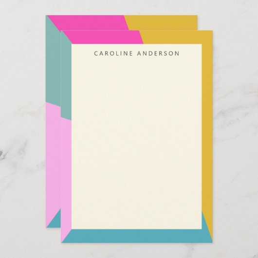 鮮やか色モダン縁どパーソナライズされた止 ノートカード (正面/裏面)