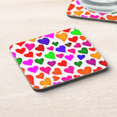 鮮やか色数々のハートパターン コースター (左側)