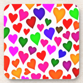 鮮やか色数々のハートパターン コースター