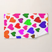 鮮やか色数々のハートパターン バスタオルセット (ハンドタオル)