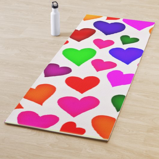 鮮やか色数々のハートパターン ヨガマット (インサイチュ)