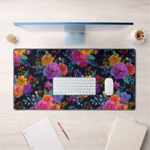 鮮やか花オン黒のヴィンテージエレガントフローラ