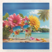 鮮やか花コースター ガラスコースター (正面)