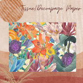 鮮やか花模様クラフト、デクページ、 薄葉紙