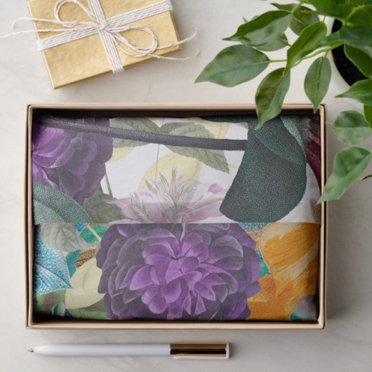 鮮やか花模様クラフト、デクページ、 薄葉紙 (ギフト)