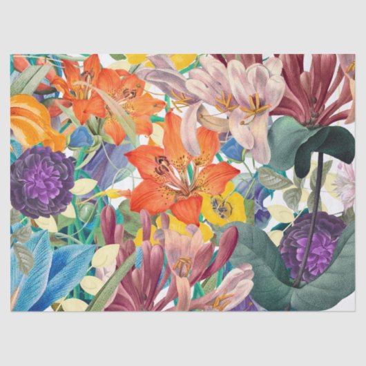 鮮やか花模様クラフト、デクページ、 薄葉紙 (正面)