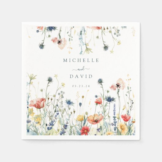 鮮やか花結婚の スタンダードカクテルナプキン (正面)