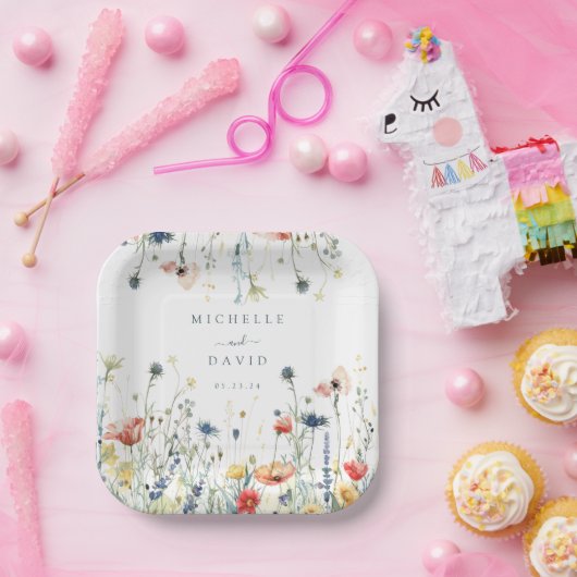 鮮やか花結婚の ペーパープレート (パーティー)