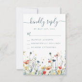 鮮やか花結婚の 出欠カード (正面)