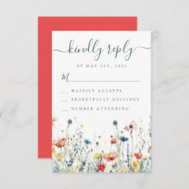 鮮やか花結婚の 出欠カード