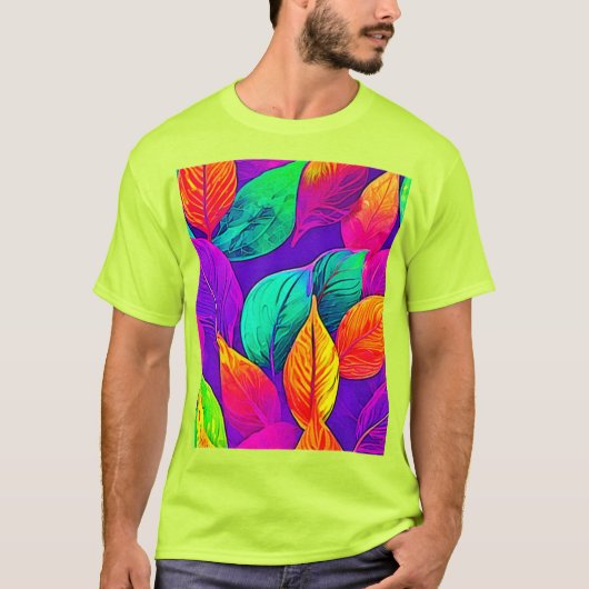 鮮やか葉:マンガのネオン Tシャツ (正面)