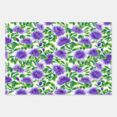 鮮やか薄紫と紫フローラ ラッピングペーパーシート (正面3)