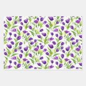 鮮やか薄紫と紫フローラ ラッピングペーパーシート (正面)