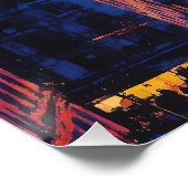 鮮やか街並みアットサンセットネオンライトデジタル ポスター (コーナー)