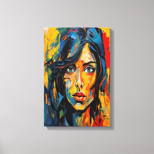 鮮やか表現主義ポートレートはっきりした抽象芸術芸術 キャンバスプリント (正面)