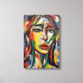 鮮やか表現主義抽象芸術女性ポートレート キャンバスプリント