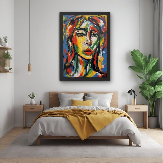 鮮やか表現主義抽象芸術女性ポートレート ポスター