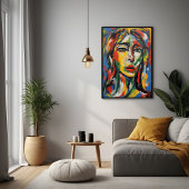 鮮やか表現主義抽象芸術女性ポートレート ポスター