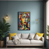 鮮やか表現主義抽象芸術女性ポートレート ポスター