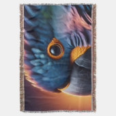 鮮やか視線：オウムのマクロカラフルポートレート スローブランケット (正面縦)