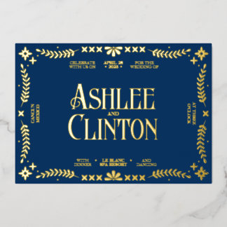 鮮やか誓スペインの結婚金ゴールド 箔招待状