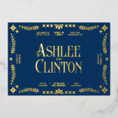 鮮やか誓スペインの結婚金ゴールド 箔招待状 (正面)