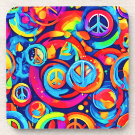 鮮やか調和カラフル:ピースロ絵画ゴ コースター