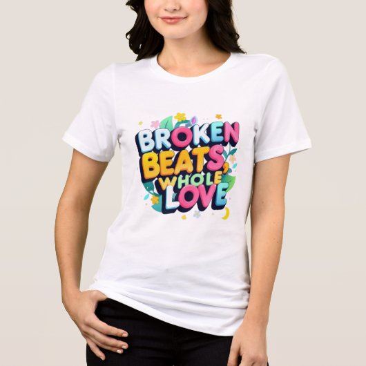 鮮やか調和:壊れたビート、全体の愛 トライブレンドTシャツ (正面)