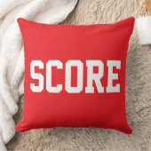 鮮やか赤地に白抜きのSCORE クッション (ブランケット)