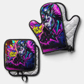 鮮やか通りアートグロー 鍋つかみ&鍋敷きセット (正面/裏面)