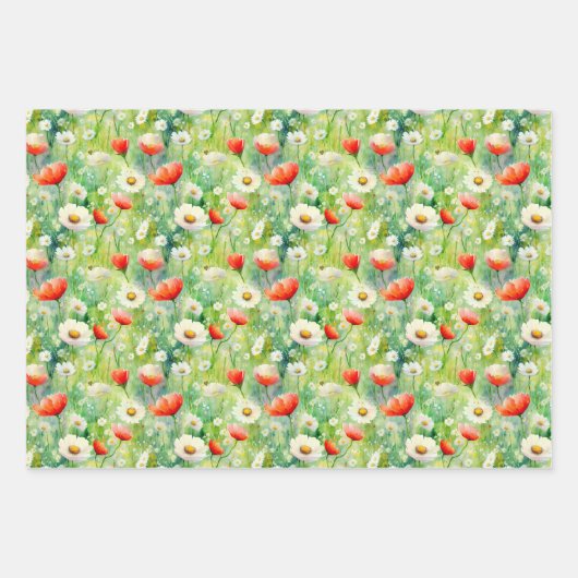 鮮やか野エレガント花水色 ラッピングペーパーシート (正面3)