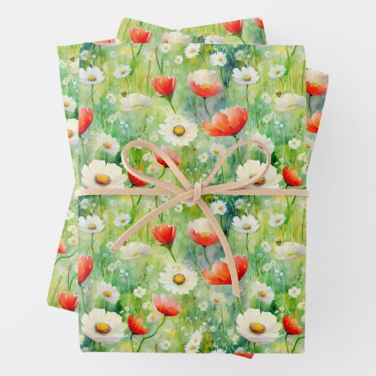 鮮やか野エレガント花水色 ラッピングペーパーシート (インサイチュ)