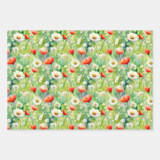 鮮やか野エレガント花水色 ラッピングペーパーシート (正面)