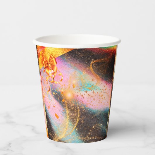 鮮やか金ゴールドパーティーカップ 紙コップ (正面)